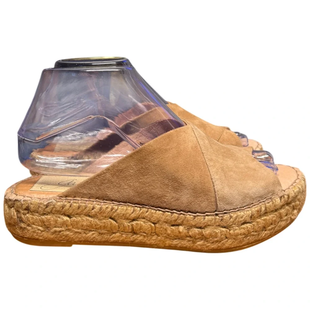 Gaimo Women's 6 Tan Suede Espadrilles Open Toe Wedge Low Platform